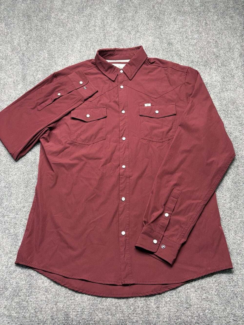 Ferrell Pearl Snap Shirt Mens Large  Maroon Vented Long Sleeve Button Up Western